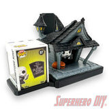Wall-mounted display shelf for Funko Bitty Pop Towns, fits full town box and figures for out-of-box collectors
