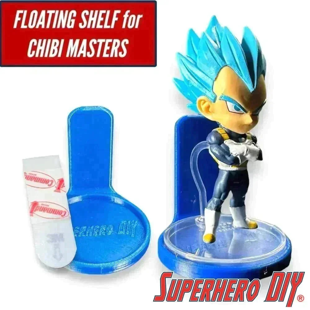 Floating Shelf for Chibi Masters Figures | Out of Box Wall Mount Display | Includes Command Strip - Superhero DIY