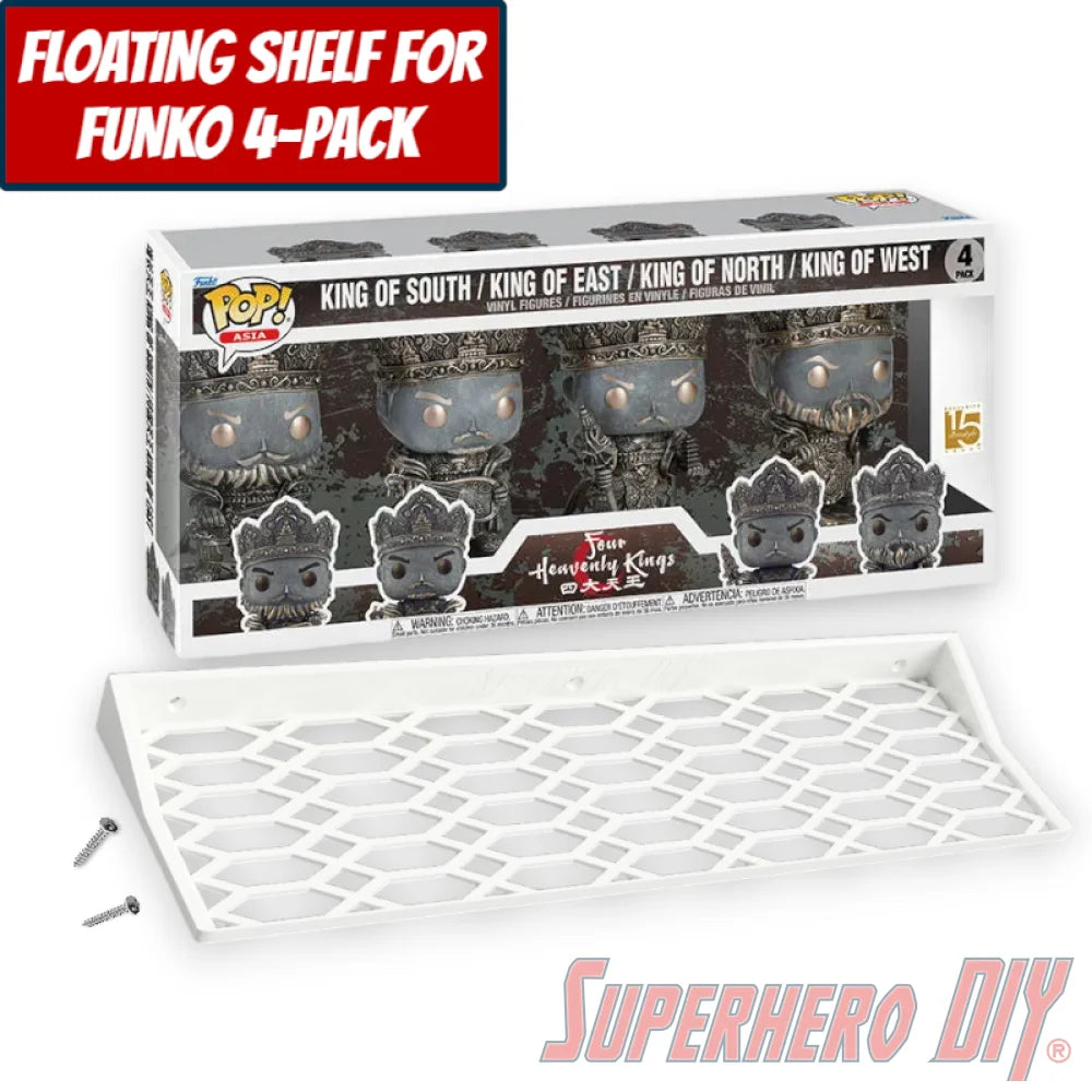 Floating Shelf for Funko Pop 4-PACK | Pop Shelf for Specific 4 Packs fits 15W x 3.5D - Superhero DIY