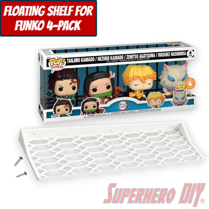Floating Shelf for Funko Pop 4-PACK | Pop Shelf for Specific 4 Packs fits 15W x 3.5D - Superhero DIY