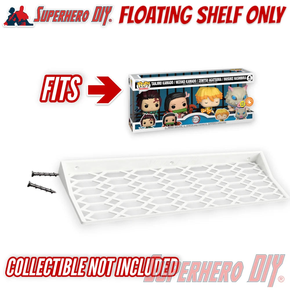Floating Shelf for Funko Pop 4-PACK | Pop Shelf for Specific 4 Packs fits 15W x 3.5D - Superhero DIY