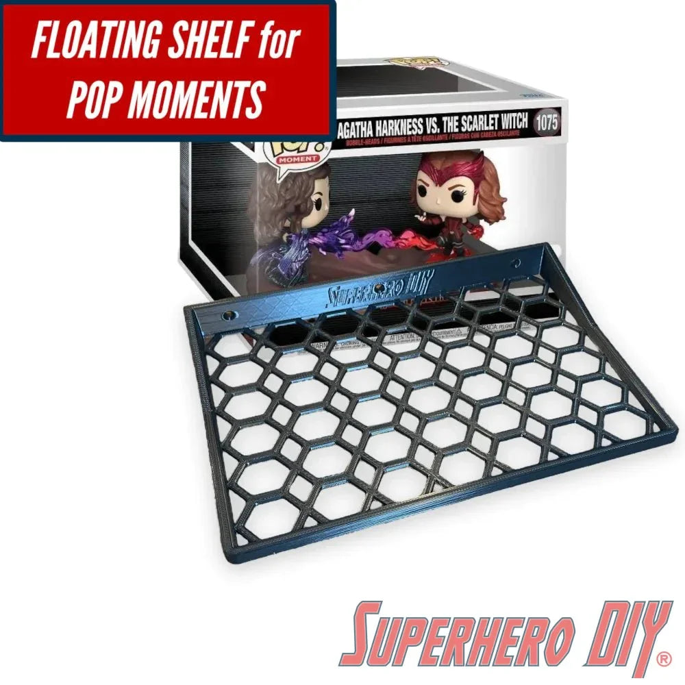Floating Shelf for Funko Pop! Movie Moments 10W x 7D Box | Box Display Wall Mount | Includes mounting screws - Superhero DIY