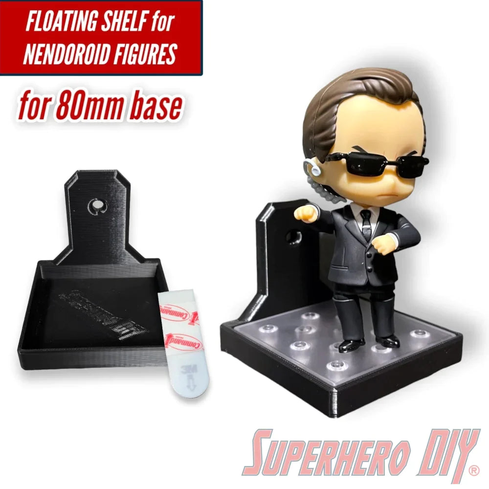 Floating Shelf for NENDOROID Figures | Fits 80mm base | Comes with Command strips! - Superhero DIY