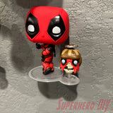 Display shelf for Funko Pop & Buddy with duo display, showcasing two collectible figures on a compact wall-mounted shelf.