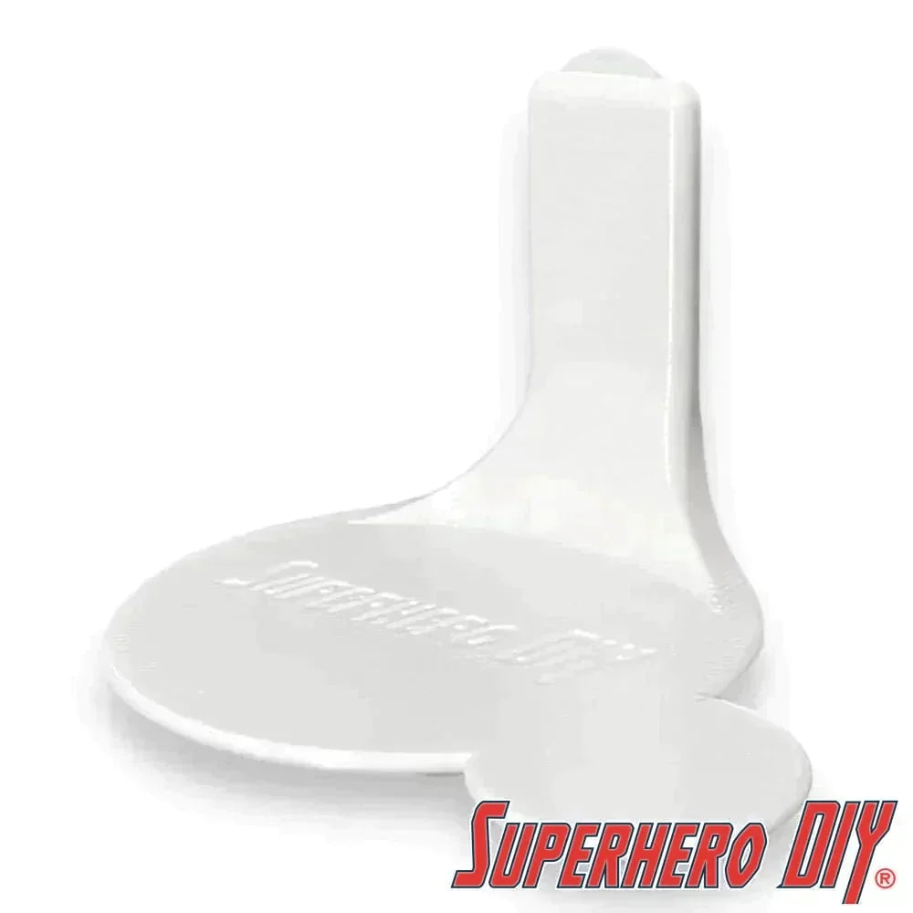 Display shelf for Funko Pop & Buddy - white compact wall-mounted shelf for 4" Pop figures with companion sidekick space by Superhero DIY.