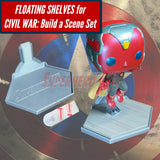 Floating Shelves for Captain America: Civil War Build a Scene set | Hex design fits Captain America: Civil War Funko Pop bases | Comes with Command strips! - Superhero DIY