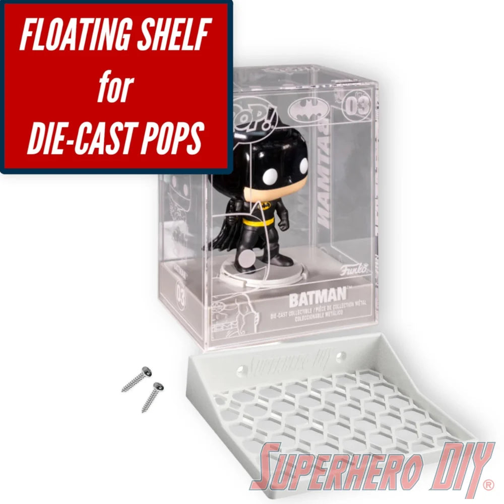 Floating Shelves for Die-Cast Funko Pop Case | Wall Mount Collectible Funko Pop Box Display Shelf Honeycomb | Fits DIE CAST Funko - Superhero DIY