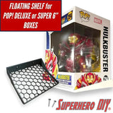 Floating Shelves for Funko Pop! DELUXE Box or Super 6-INCH fits 6.5W X 5.5D | Fits Soft Plastic Box Cases/Protectors - Superhero DIY