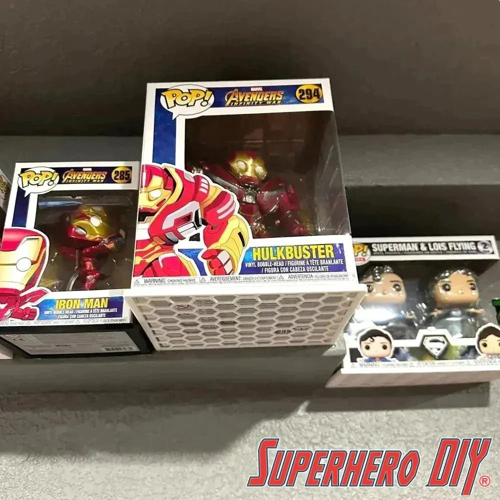 Floating Shelves for Funko Pop! DELUXE Box or Super 6-INCH fits 6.5W X 5.5D | Fits Soft Plastic Box Cases/Protectors - Superhero DIY