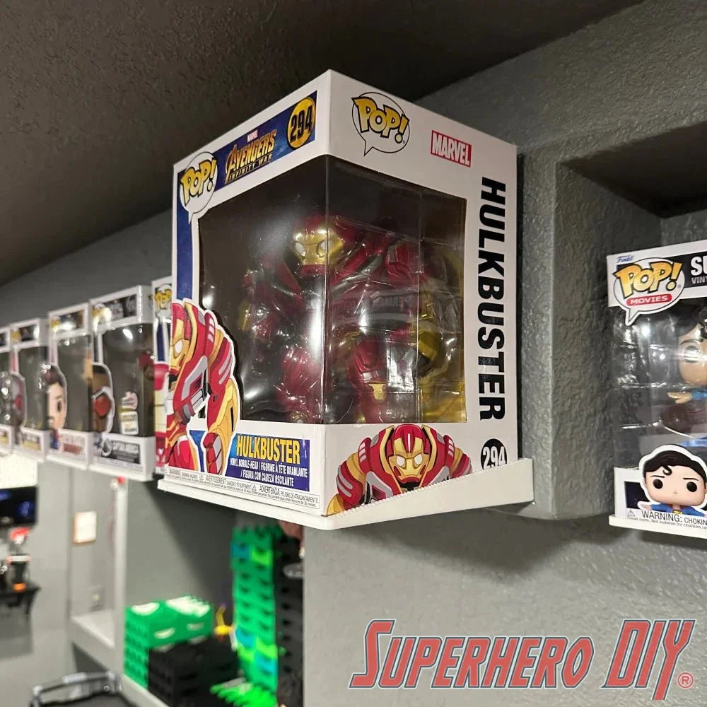 Floating Shelves for Funko Pop! DELUXE Box or Super 6-INCH fits 6.5W X 5.5D | Fits Soft Plastic Box Cases/Protectors - Superhero DIY