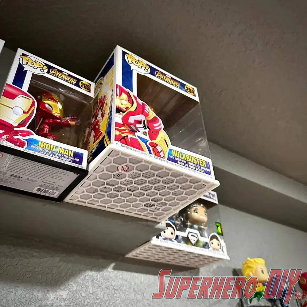 Floating Shelves for Funko Pop! DELUXE Box or Super 6-INCH fits 6.5W X 5.5D | Fits Soft Plastic Box Cases/Protectors - Superhero DIY