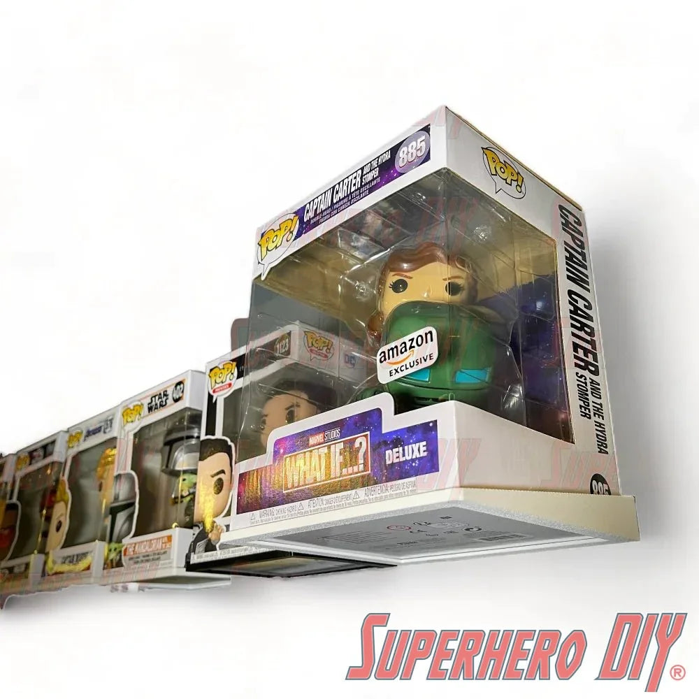 Floating Shelves for Funko Pop! DELUXE Box or Super 6-INCH fits 6.5W X 5.5D | Fits Soft Plastic Box Cases/Protectors - Superhero DIY