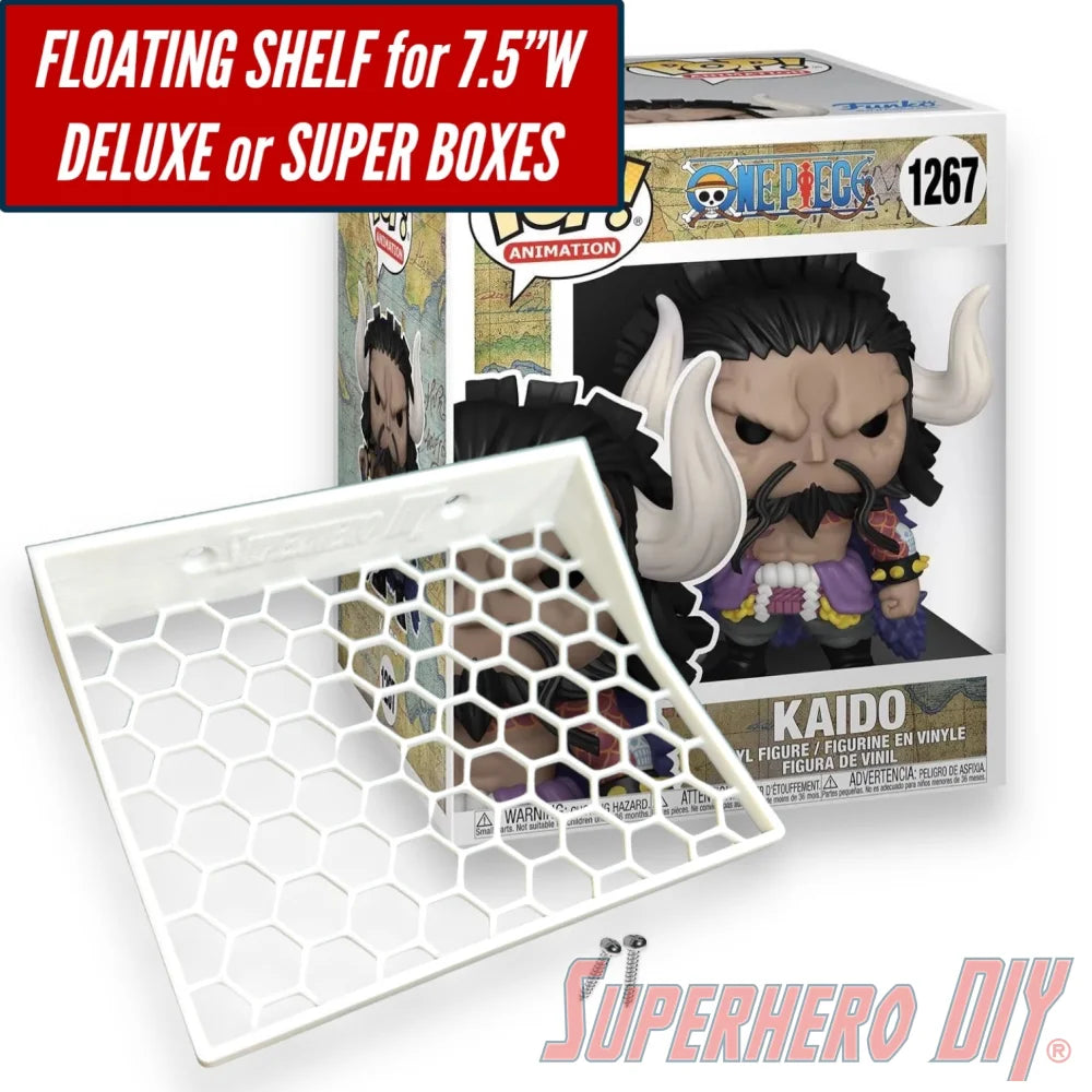 Floating Shelves for Funko Pop! DELUXE Box or Super fits 7.5W X 6D | Fits Soft Plastic Box Cases/Protectors - Superhero DIY