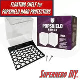 Floating Shelves for POPSHIELD ARMOR Hard Protectors | Fits PopShield Armor hard stacks for Funko Pop boxes | Mounting screws included - Superhero DIY