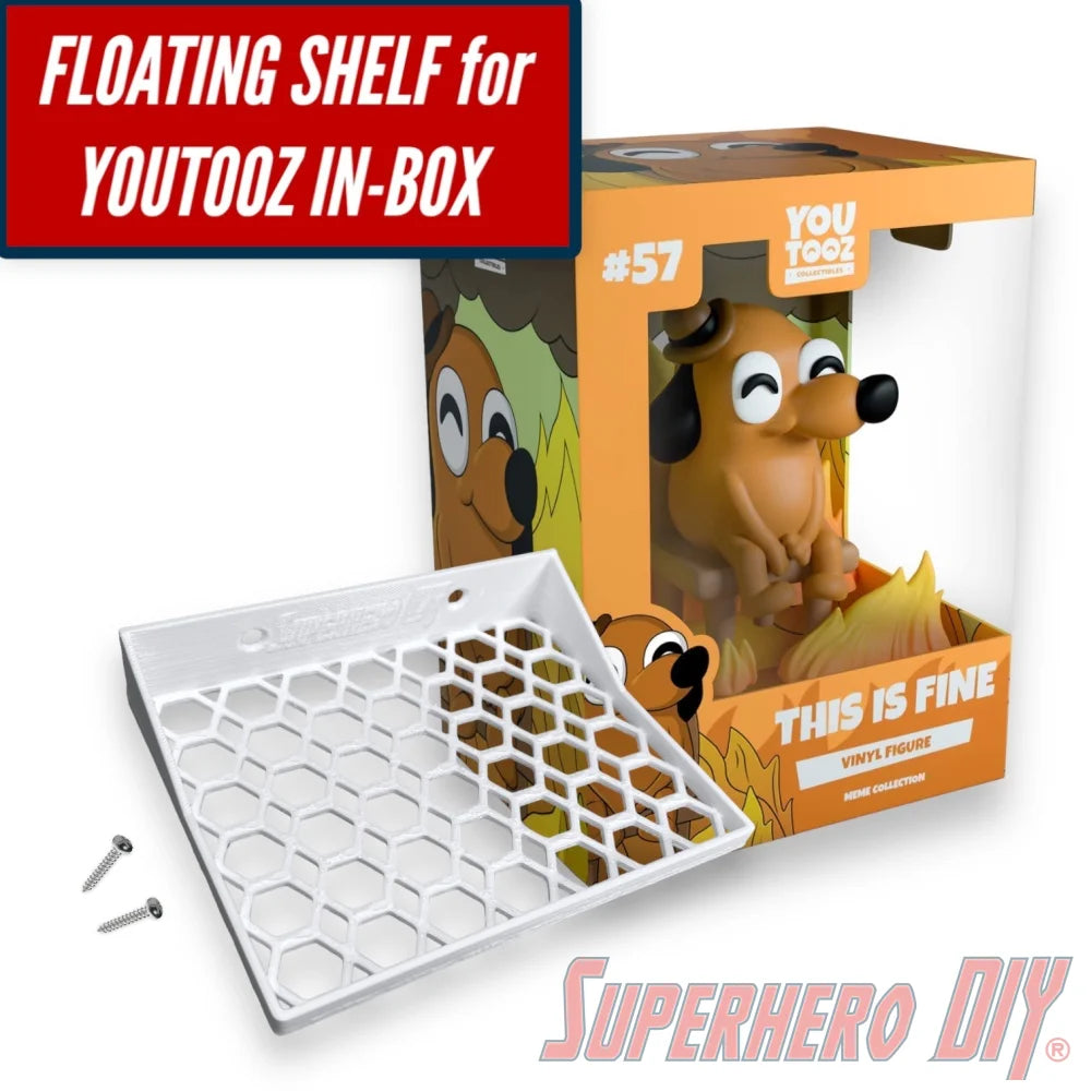 Floating Shelves for YouTooz Collectibles for in-box display | Wall Mounted | Fits Soft Cases or YouTooz Box only | Mounting hardware included - Superhero DIY