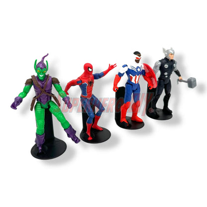 Floating foot shelves for 3.75 to 4 inch action figures, 1:18 scale wall-mounted display holders with foot pegs - Superhero DIY