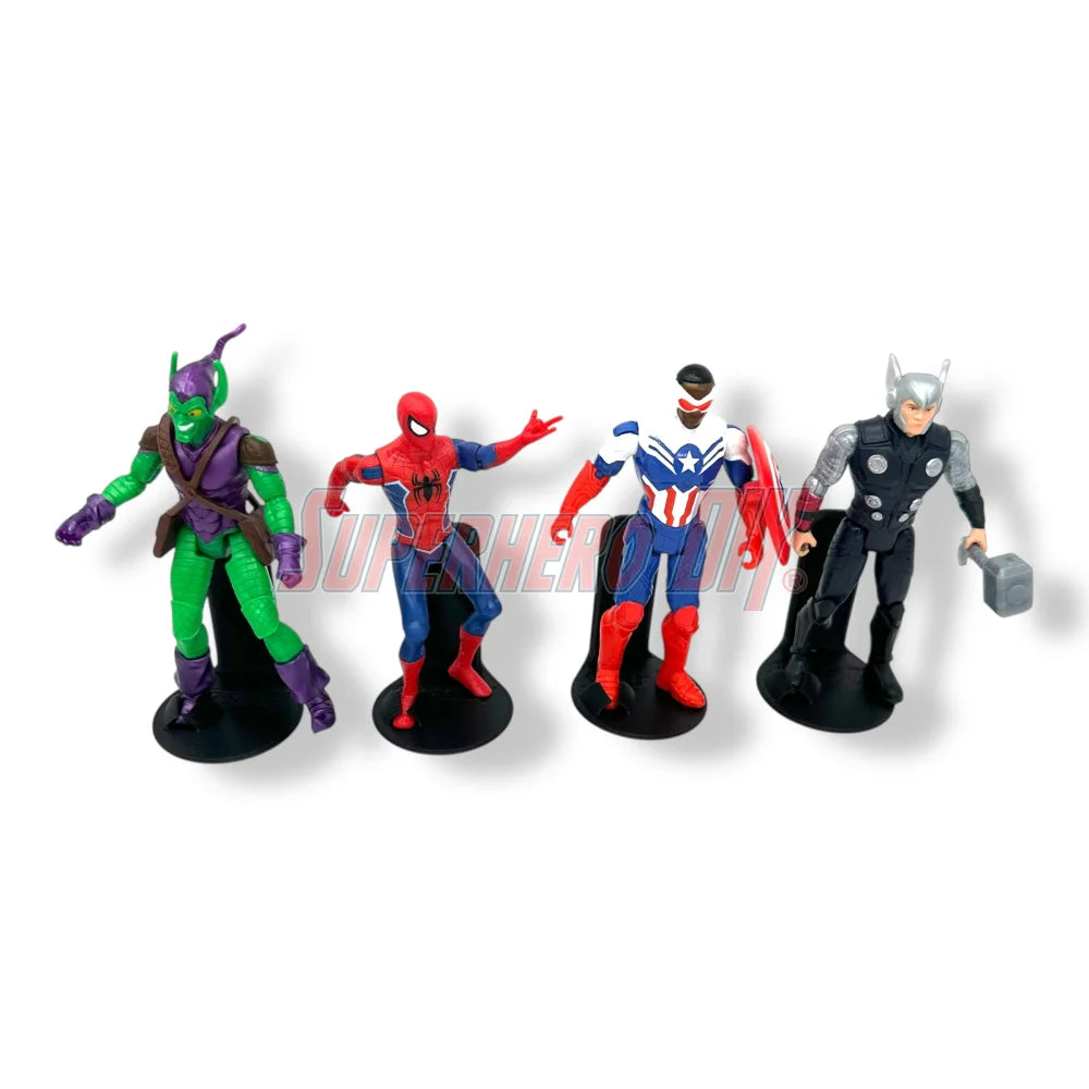 Floating foot shelves for 3.75 to 4 inch action figures, 1:18 scale wall-mounted display holders with foot pegs - Superhero DIY