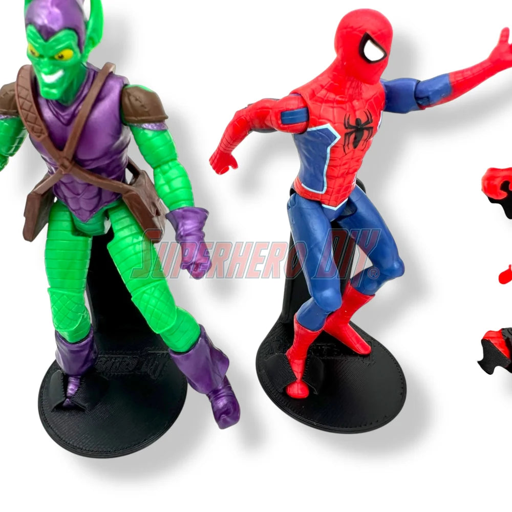 Floating foot shelves for 3.75 to 4 inch action figures, 1:18 scale wall-mounted display holders with foot pegs - Superhero DIY