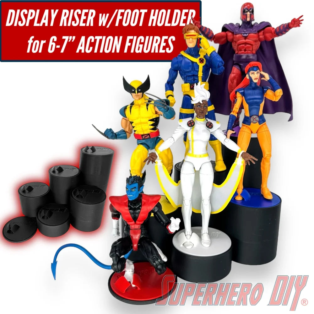 Foot Stand 6-Level Display Riser for 6 inch or 7 inch action figures, display stand fits McFarlane, Marvel Legends 1:12 scale - Superhero DIY