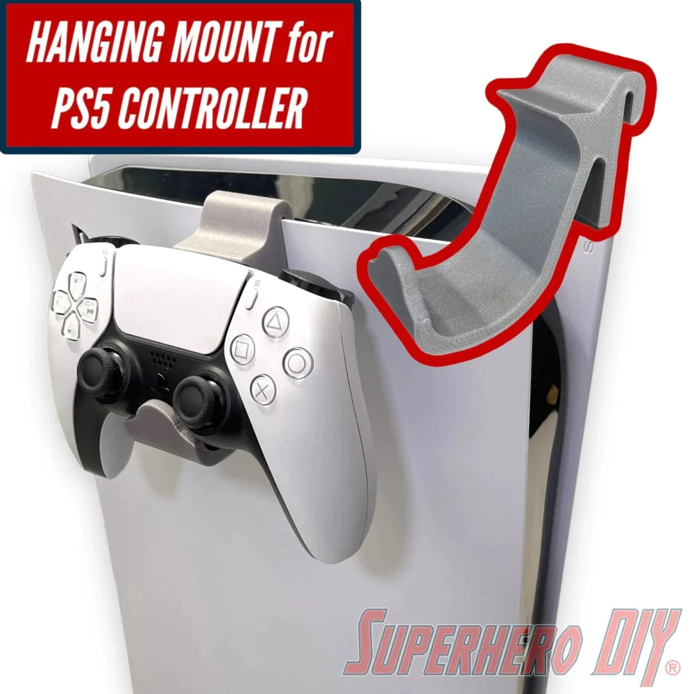 Hanging Mount for PS5 Controller | PlayStation DualSense PS5 Controller Hook for side of PlayStation 5 | Hang controller right on the side! - Superhero DIY