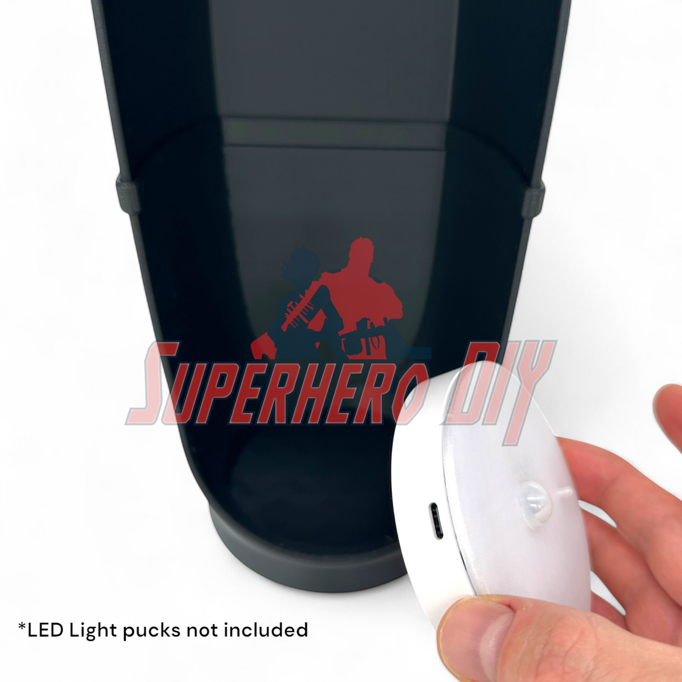 Hero Pod for 1:12 scale – Wall-Mountable Action Figure Display with LED puck slot and hand holding light accessory