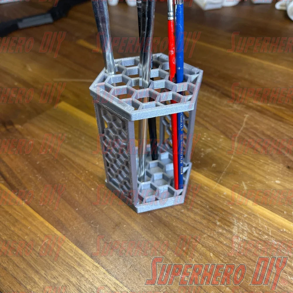 Hex Paintbrush Holder | Honeycomb Paint Brush Stand | Honeycomb Pencil Stand Organize your paint brushes or pencils with this unique stand! - Superhero DIY