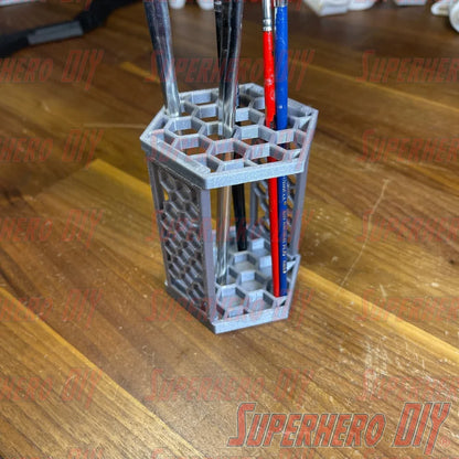 Hex Paintbrush Holder | Honeycomb Paint Brush Stand | Honeycomb Pencil Stand Organize your paint brushes or pencils with this unique stand! - Superhero DIY