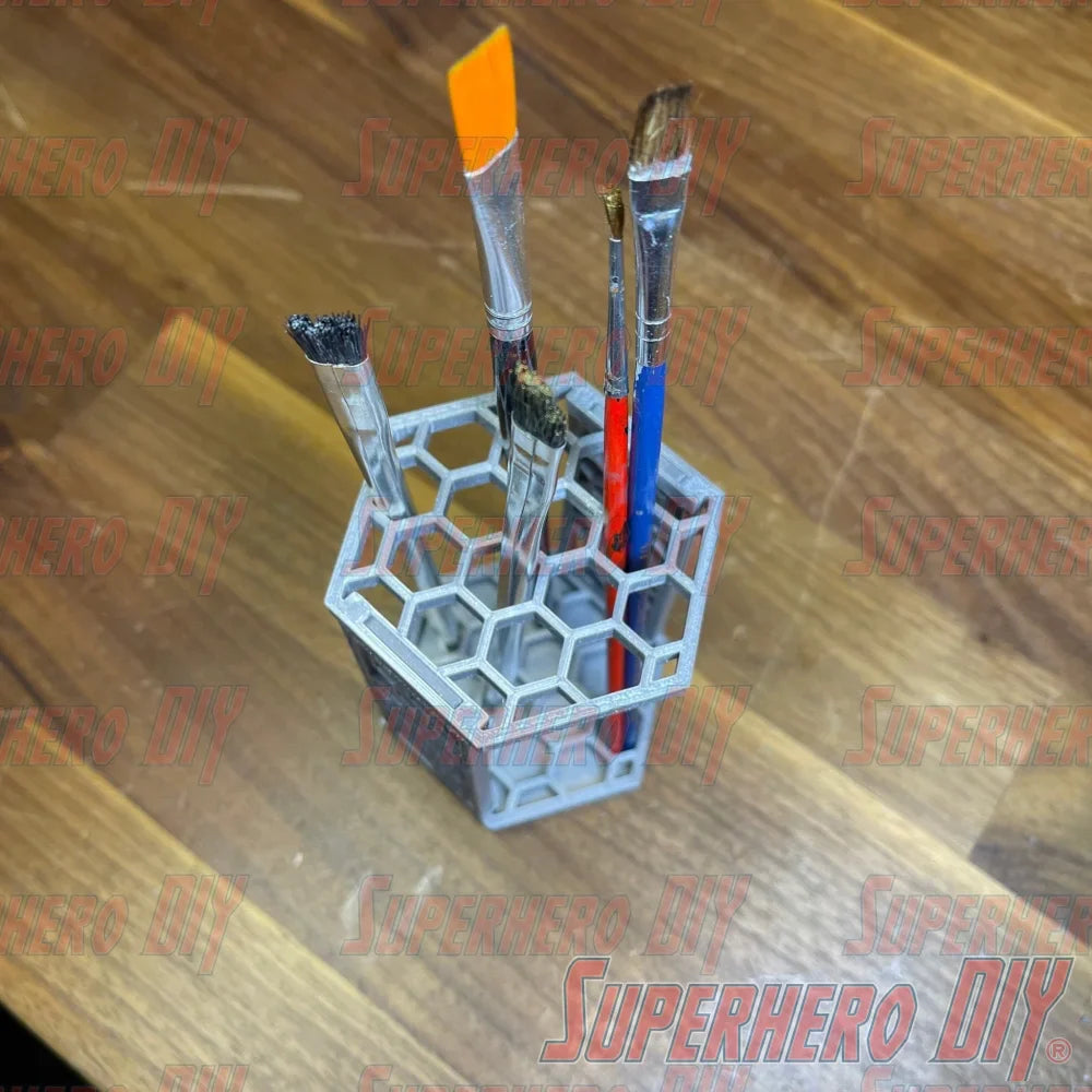 Hex Paintbrush Holder | Honeycomb Paint Brush Stand | Honeycomb Pencil Stand Organize your paint brushes or pencils with this unique stand! - Superhero DIY