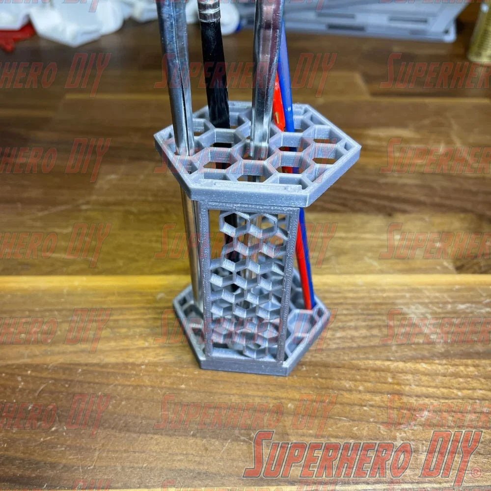 Hex Paintbrush Holder | Honeycomb Paint Brush Stand | Honeycomb Pencil Stand Organize your paint brushes or pencils with this unique stand! - Superhero DIY