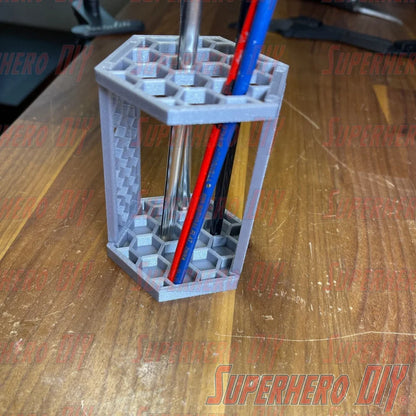 Hex Paintbrush Holder | Honeycomb Paint Brush Stand | Honeycomb Pencil Stand Organize your paint brushes or pencils with this unique stand! - Superhero DIY