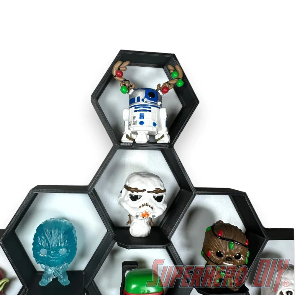 Honeycomb Wall Display for Funko Advent Calendar - Display up to 24 Pocket Pops! - Superhero DIY