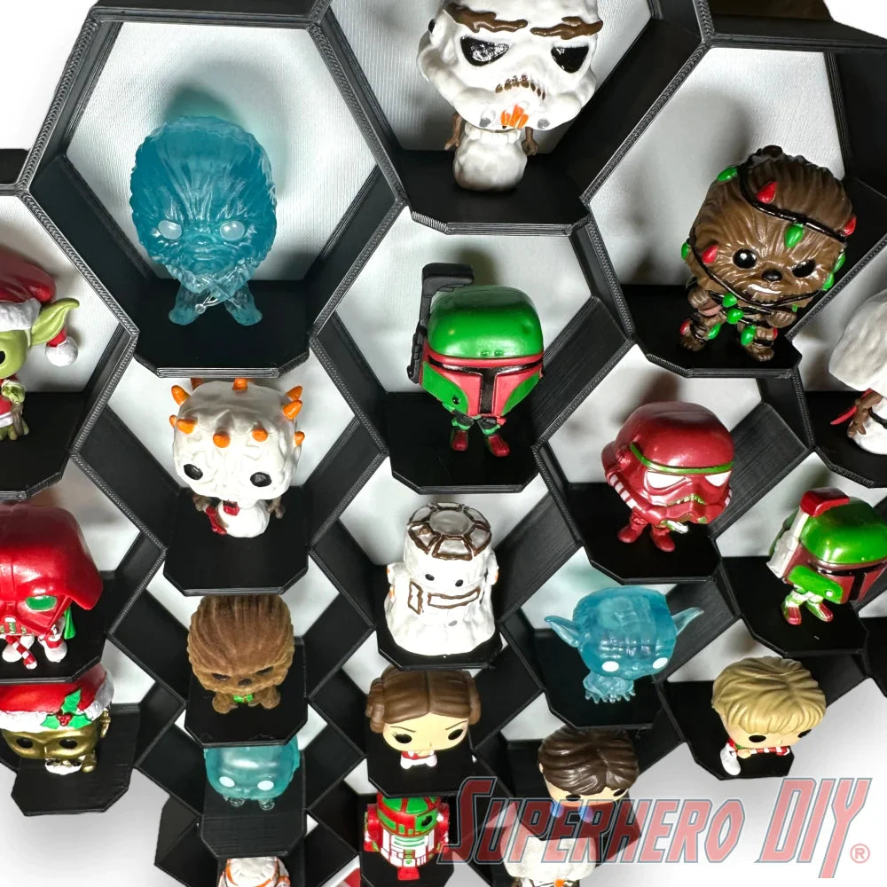 Honeycomb Wall Display for Funko Advent Calendar - Display up to 24 Pocket Pops! - Superhero DIY