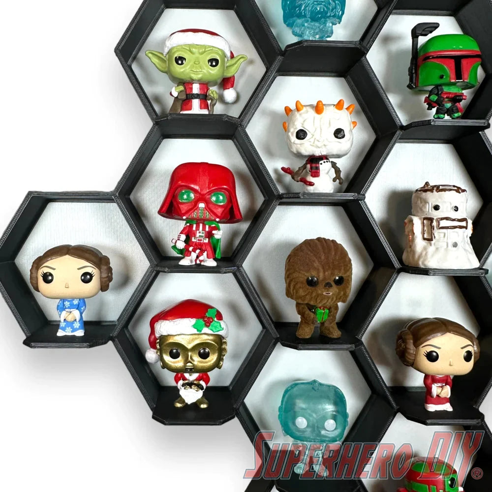Honeycomb Wall Display for Funko Advent Calendar - Display up to 24 Pocket Pops! - Superhero DIY