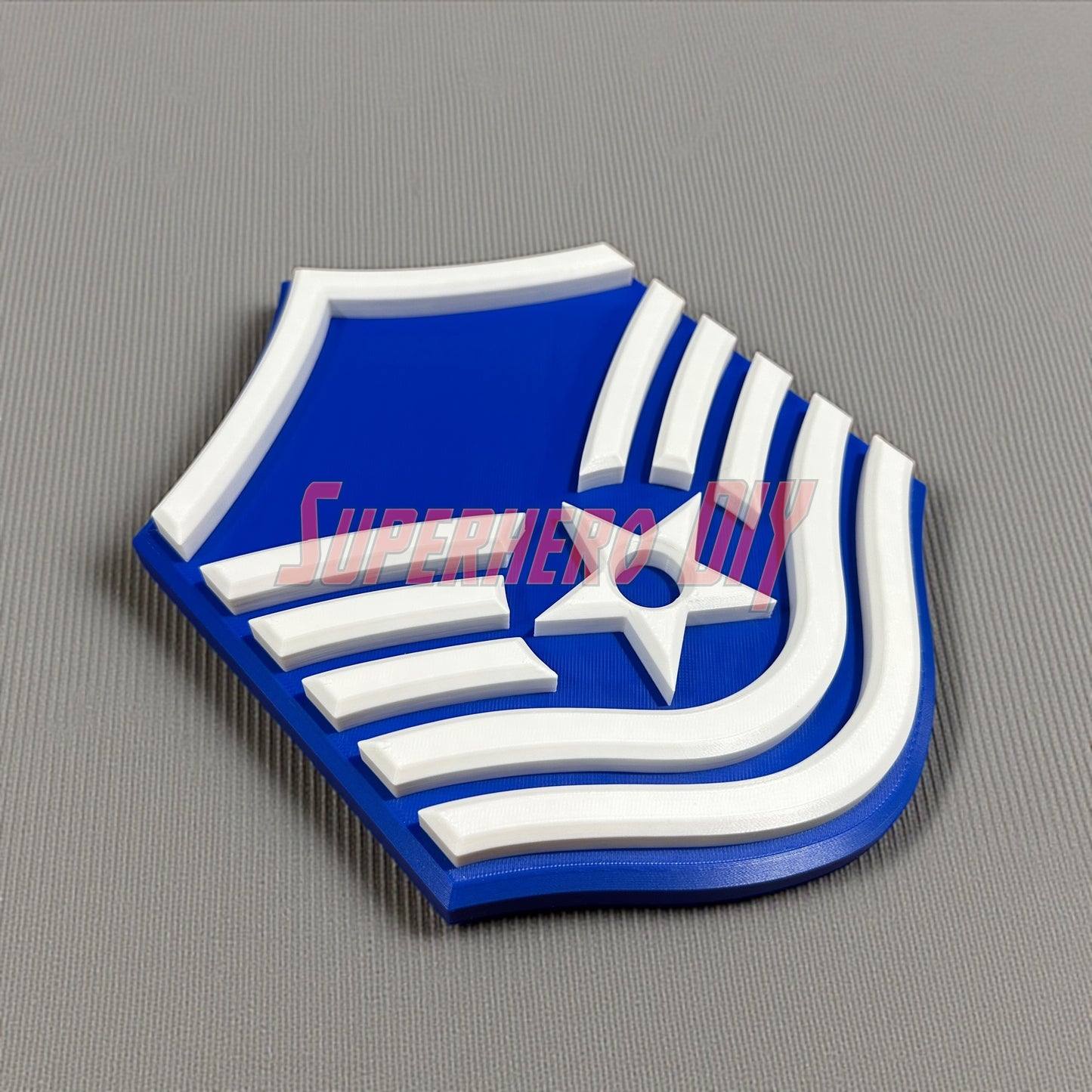 3D Air Force Enlisted Rank insignia on gray background showcasing military rank design, available in multiple sizes.