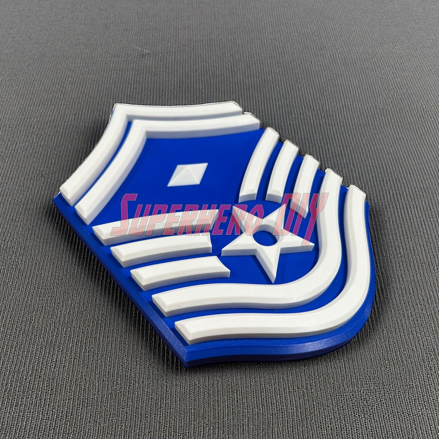 3D Air Force Enlisted Rank insignia in blue and white showcasing military rank for tribute displays