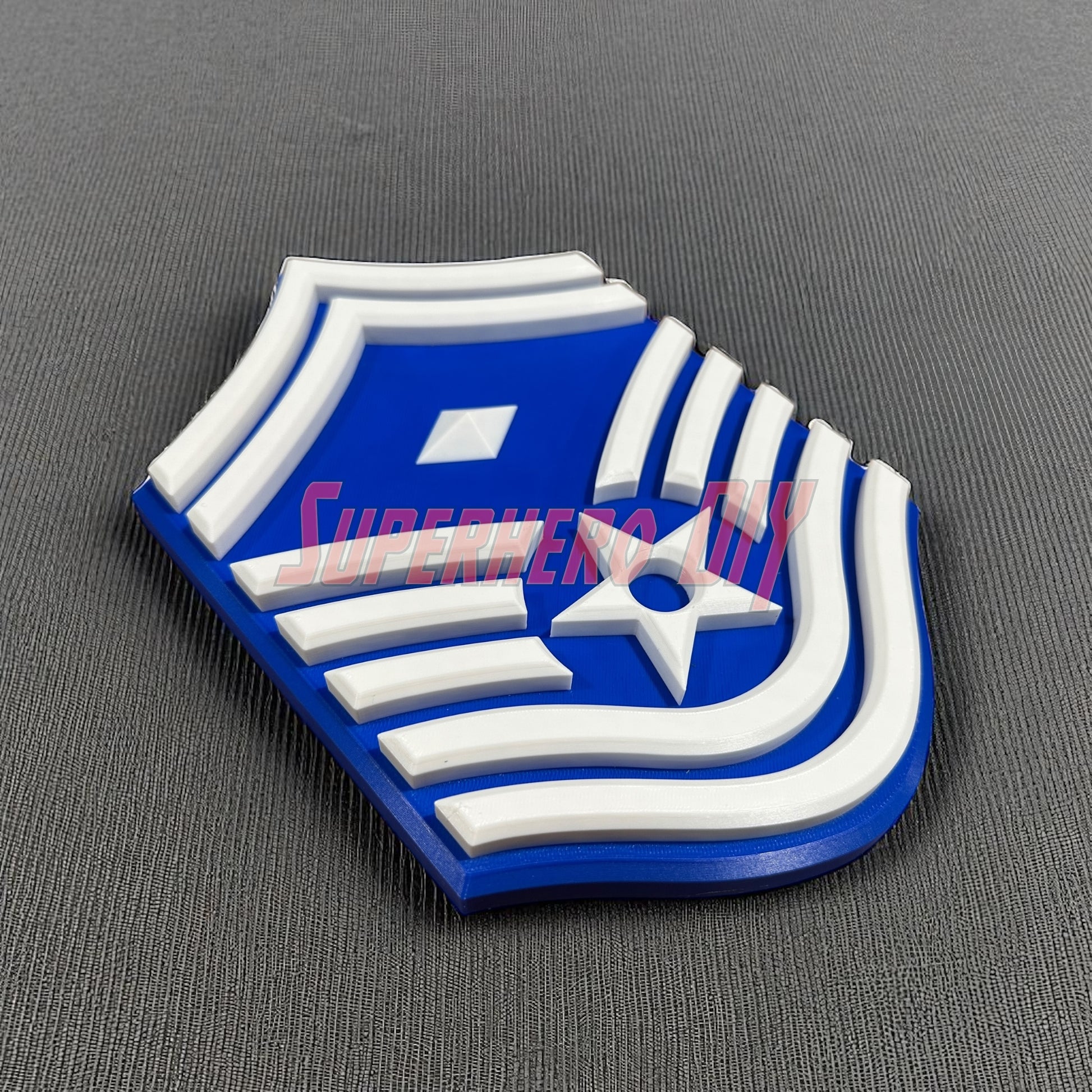 3D Air Force Enlisted Rank insignia in blue and white showcasing military rank for tribute displays