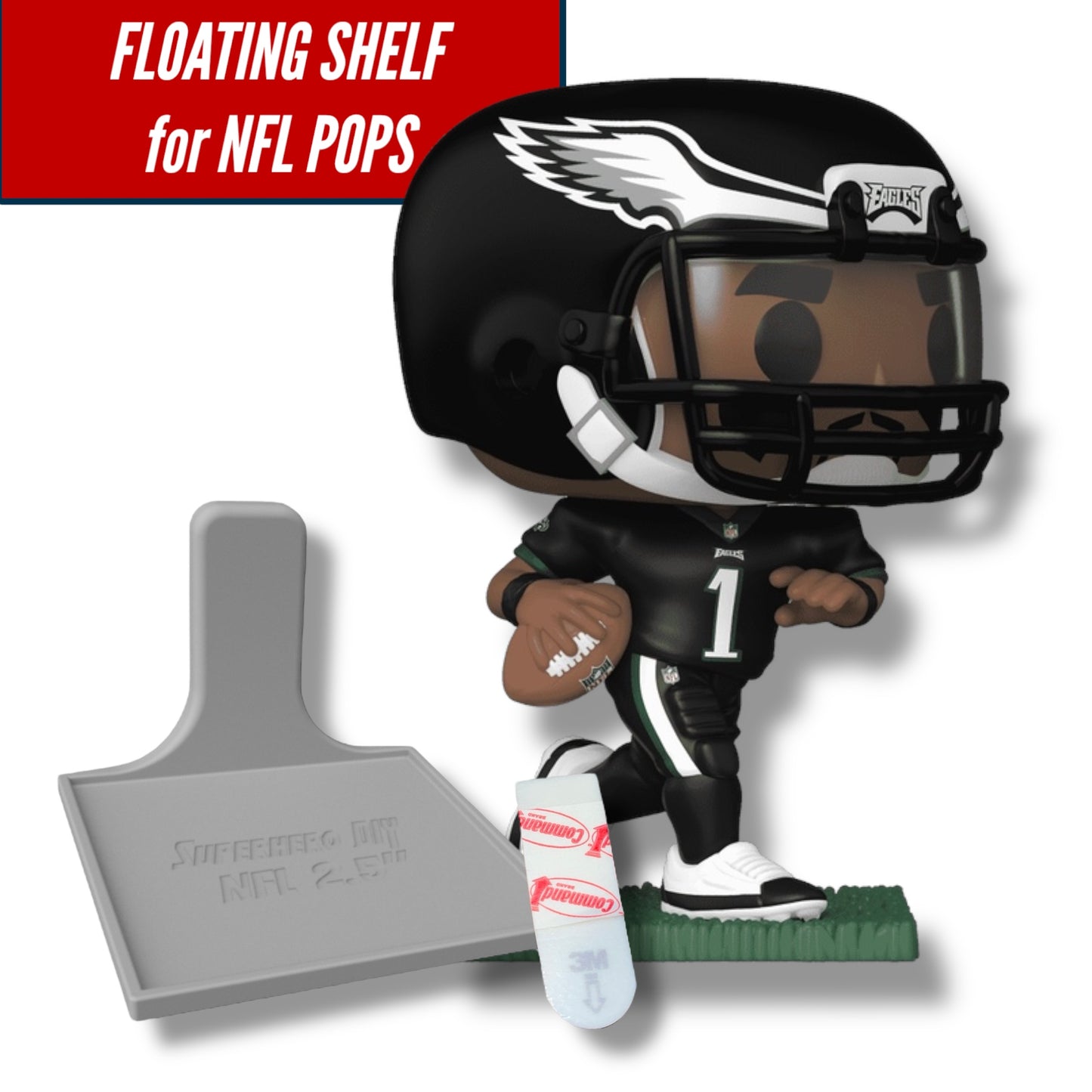 Floating Shelf for Pop! Football NFL Funko Pops | Square base fits grass base