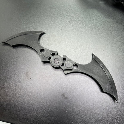 MAGNETIC Folding Arkham Batarang Cosplay Prop - 10" version on display with open blades.