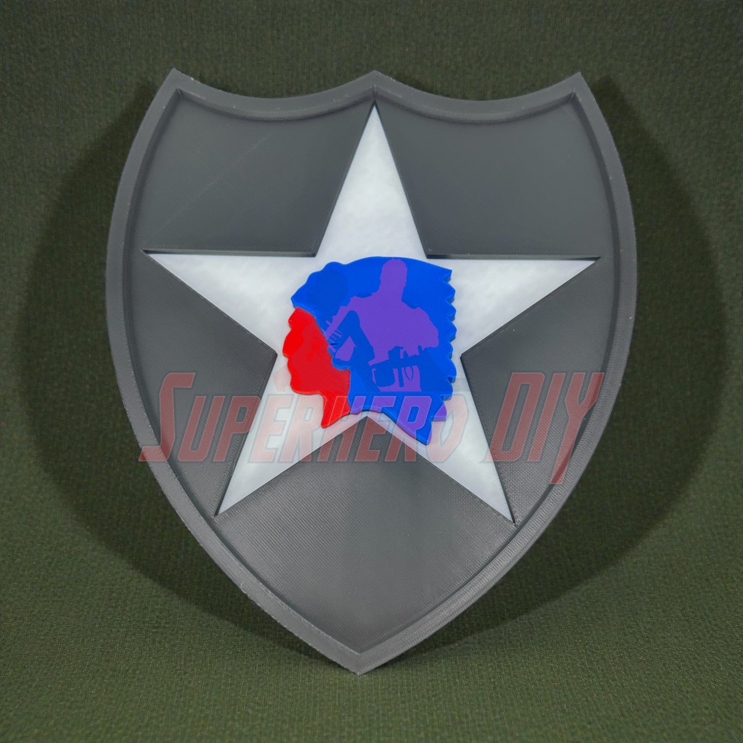 3D-printed 2nd Infantry Division display insignia patch with star and silhouette, available in multiple sizes for wall display.