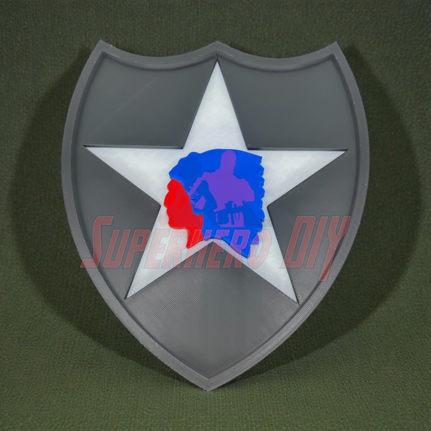 3D-printed 2nd Infantry Division display insignia patch with star and silhouette, available in multiple sizes for wall display.