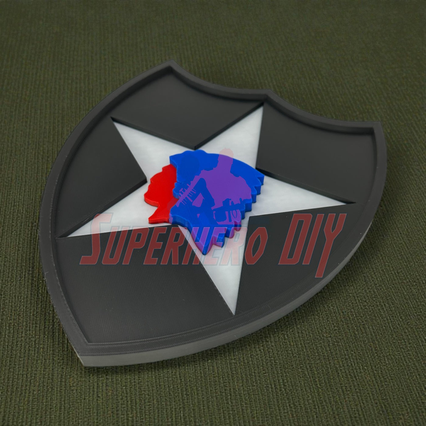 3D-printed 2nd Infantry Division display insignia patch on green background