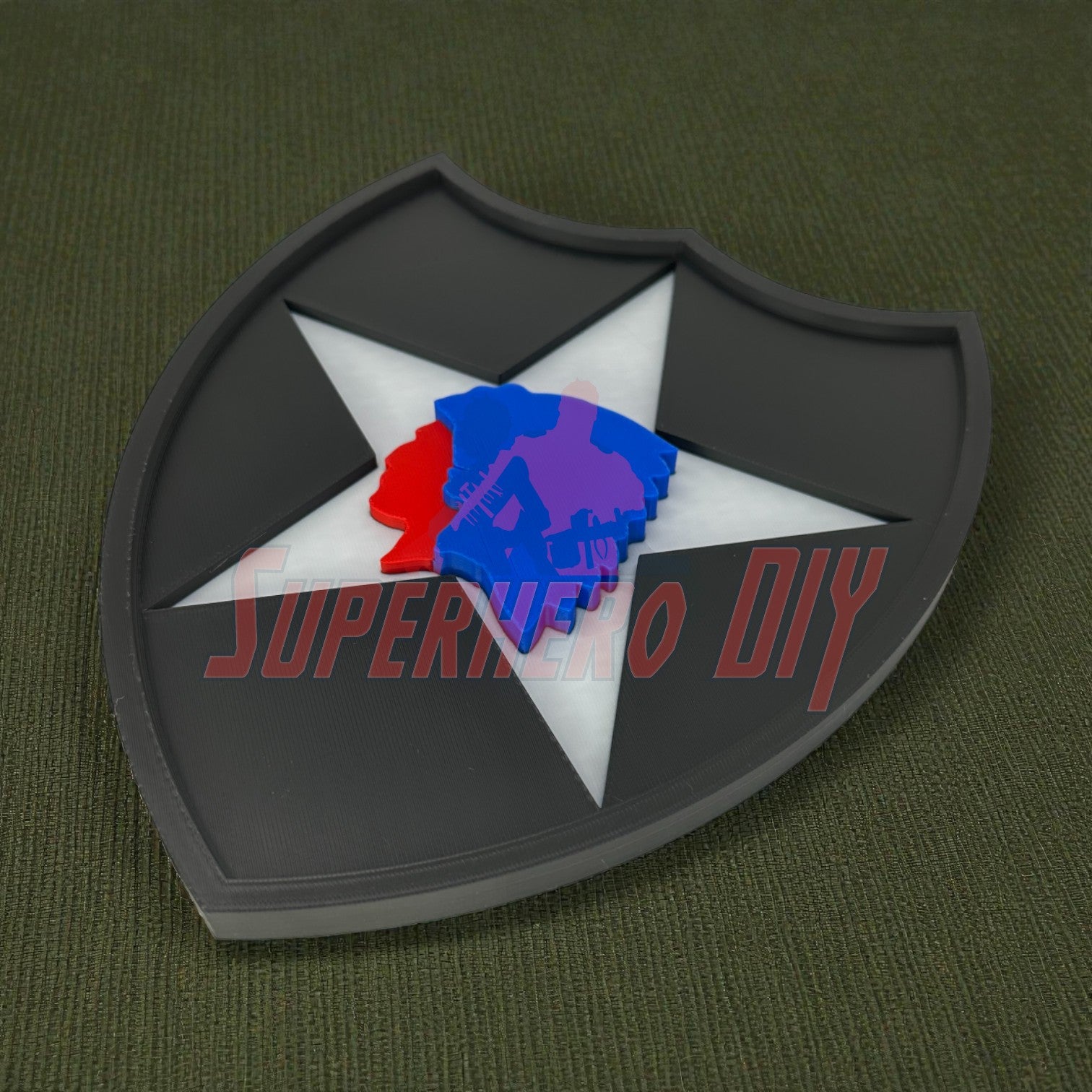 3D-printed 2nd Infantry Division display insignia patch on green background