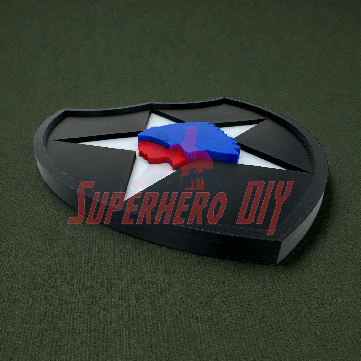 3D-printed 2nd Infantry Division display insignia in black with a star, available in sizes 4 to 12 inches, perfect for display.