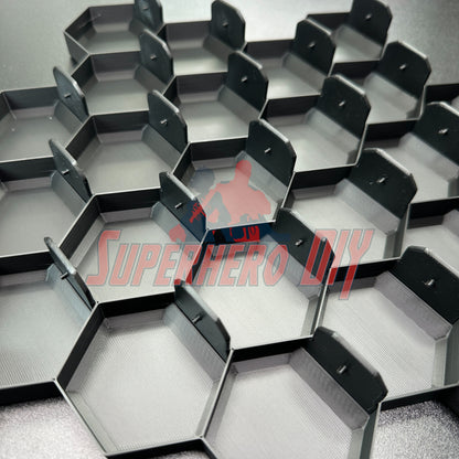 Honeycomb Wall Display for Disney Doorables: Organize and Showcase Your Collection, featuring 3D-printed honeycomb tree holders