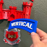 3D vertical construction engineer tab featuring a blue and white 'VERTICAL' component against a decorative background.