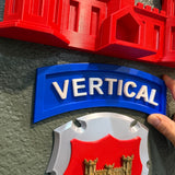 3D vertical construction engineer tab with the word 'VERTICAL' highlighted on a colorful display.