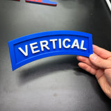 3D vertical construction engineer tab displayed in blue with white letters spelling 'VERTICAL'.