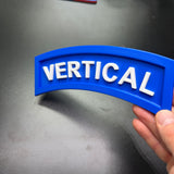 3D vertical construction engineer tab in blue with the word 'VERTICAL' prominently displayed