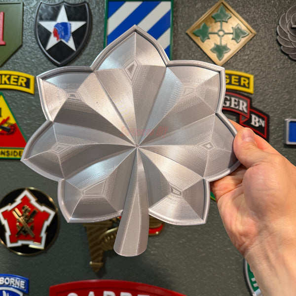 Lieutenant Colonel commander rank insignia in shiny silver PLA design, ideal for display or gifts.