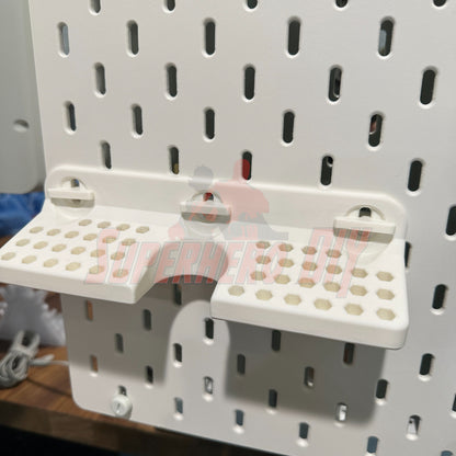 Wall-mounted DeWalt cordless screwdriver organizer with SKADIS T-Lock